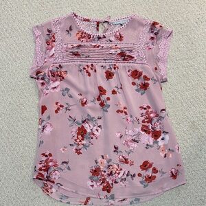 Daniel Rainn Pink Floral Lace Women's Blouse